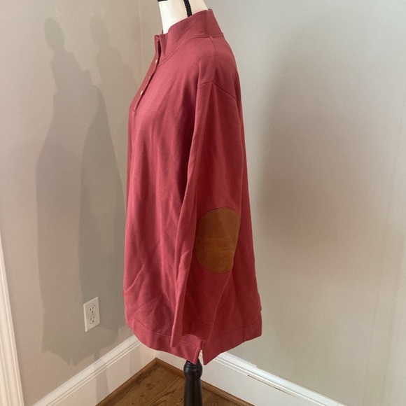 Orvis leather elbow patches 100% cotton pullover mock turtleneck gorpcore - Picture 4 of 12